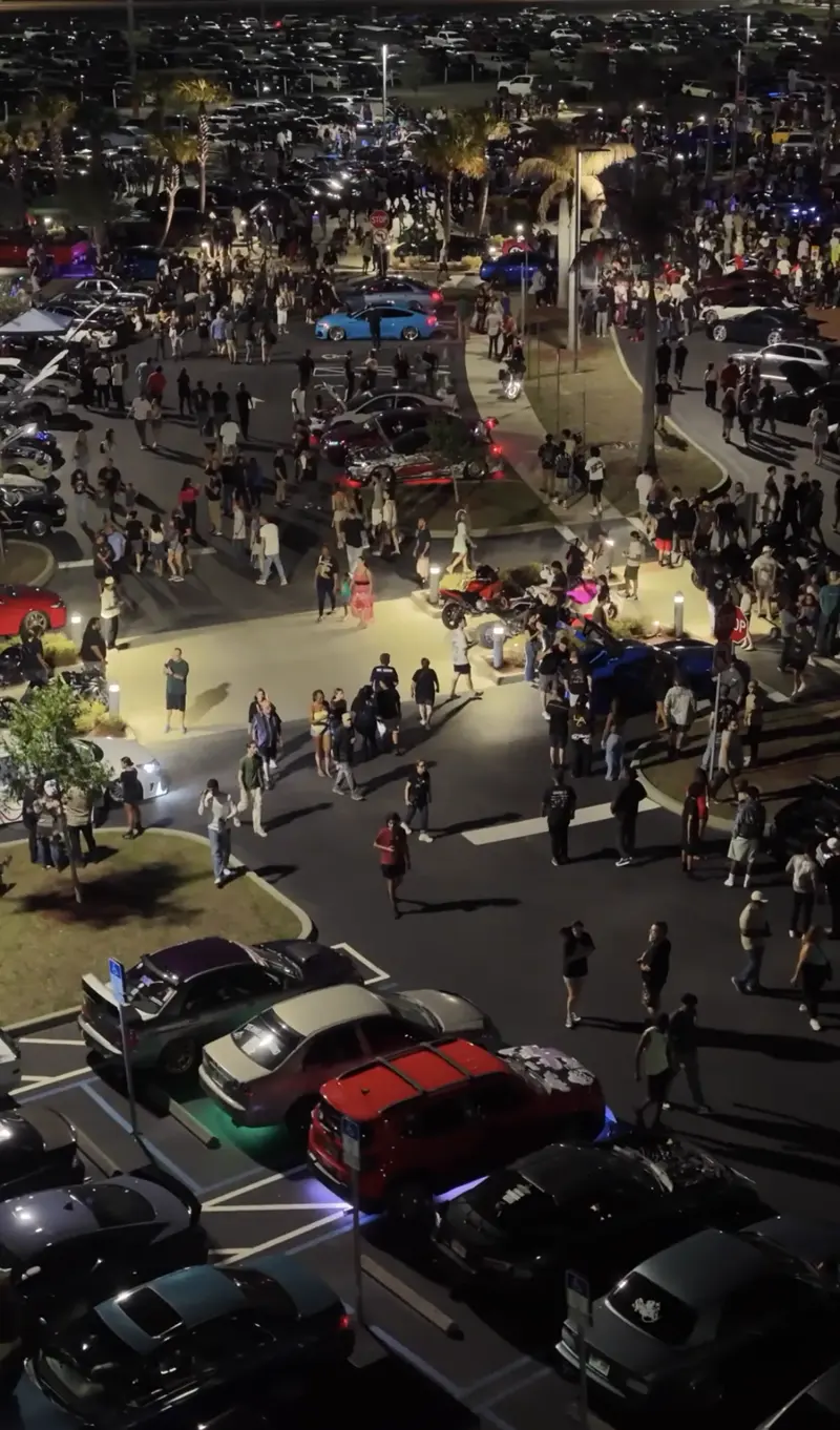 Cars and guests at a previous Shift Culture event at night