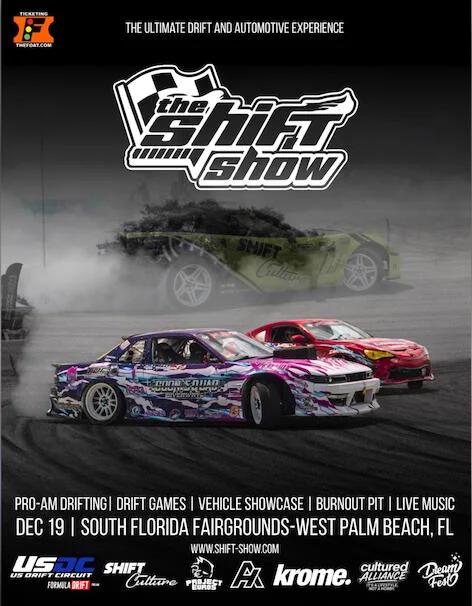 Official poster for The Shift Show on December 19 at the South Florida Fairgrounds