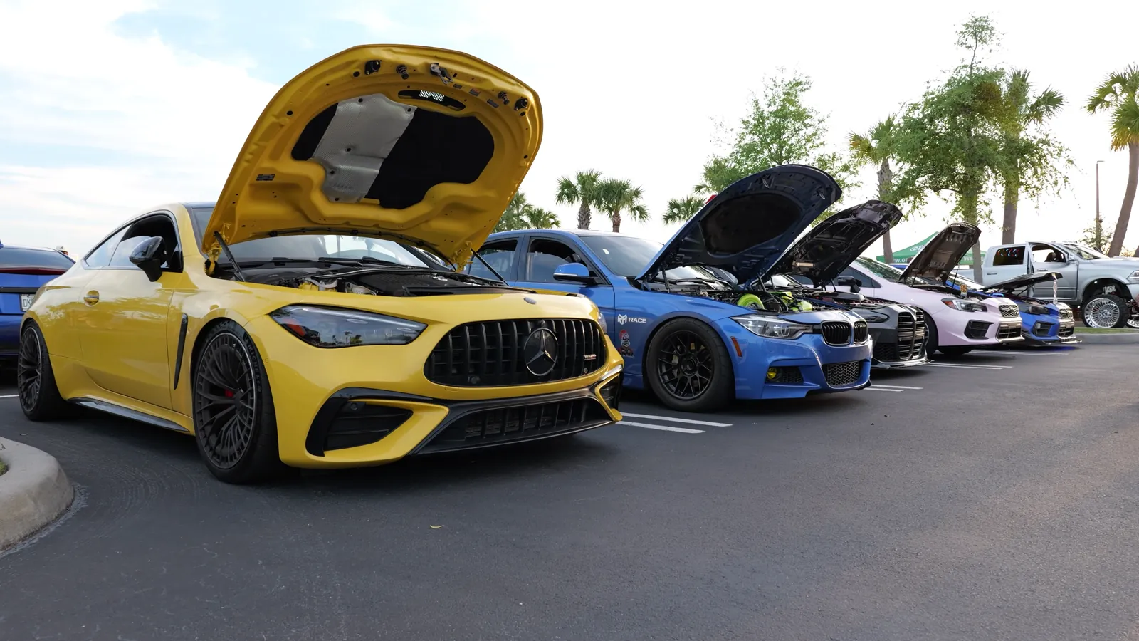 A lineup of modified cars at a previous Shift Culture event